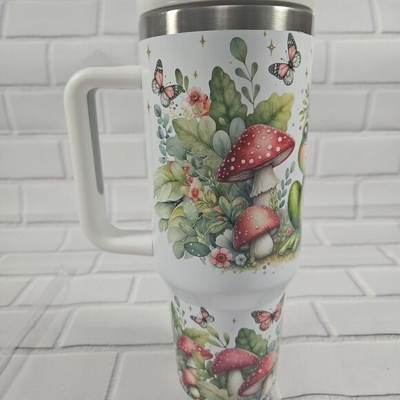 Frog Tumbler, Mushroom Tumbler, Personalized 40oz Frog Tumbler, Cute - Picture 5 of 12